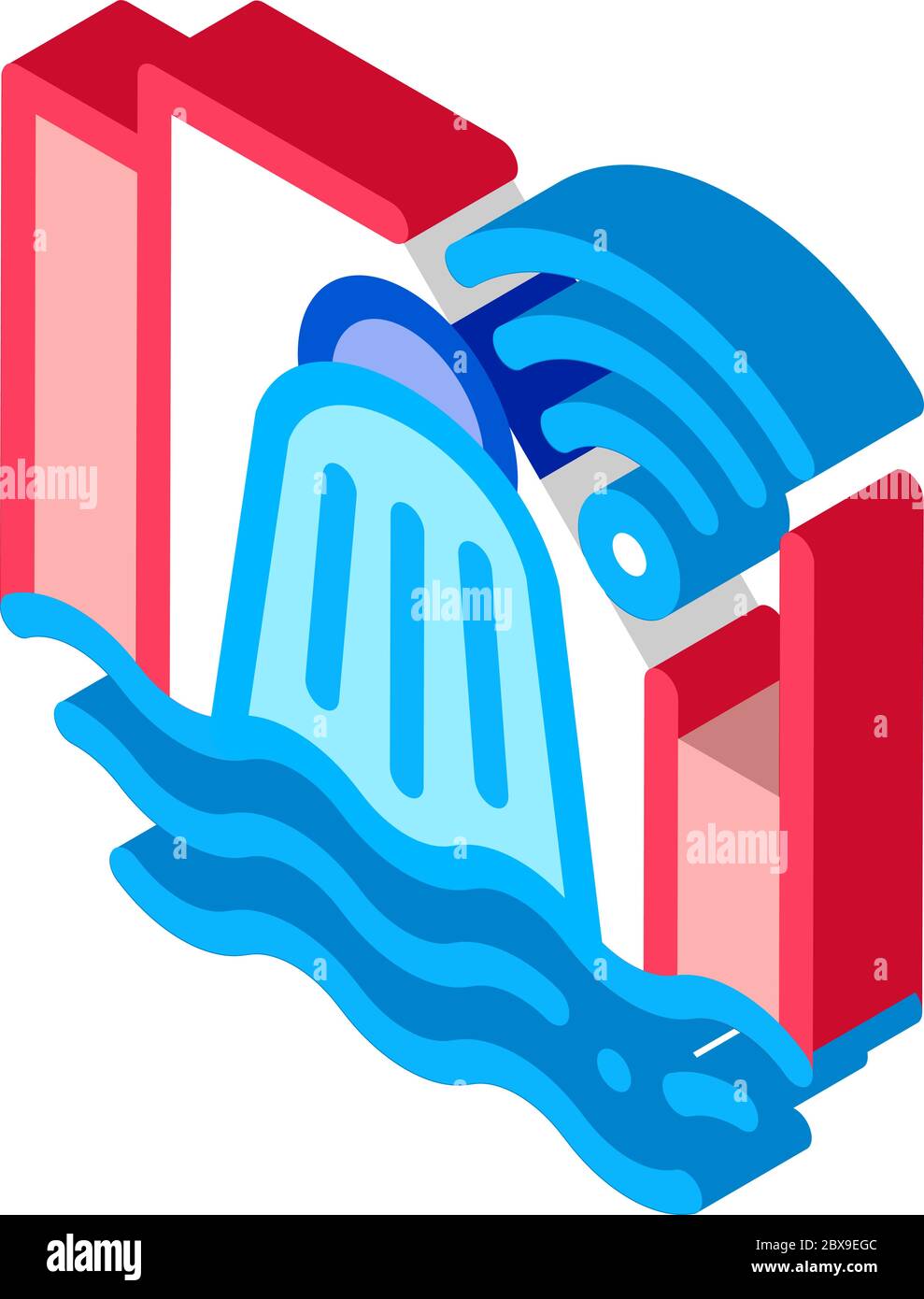 Smart Hydroelectric Power Station isometrische Symbol Vektor-Illustration Stock Vektor