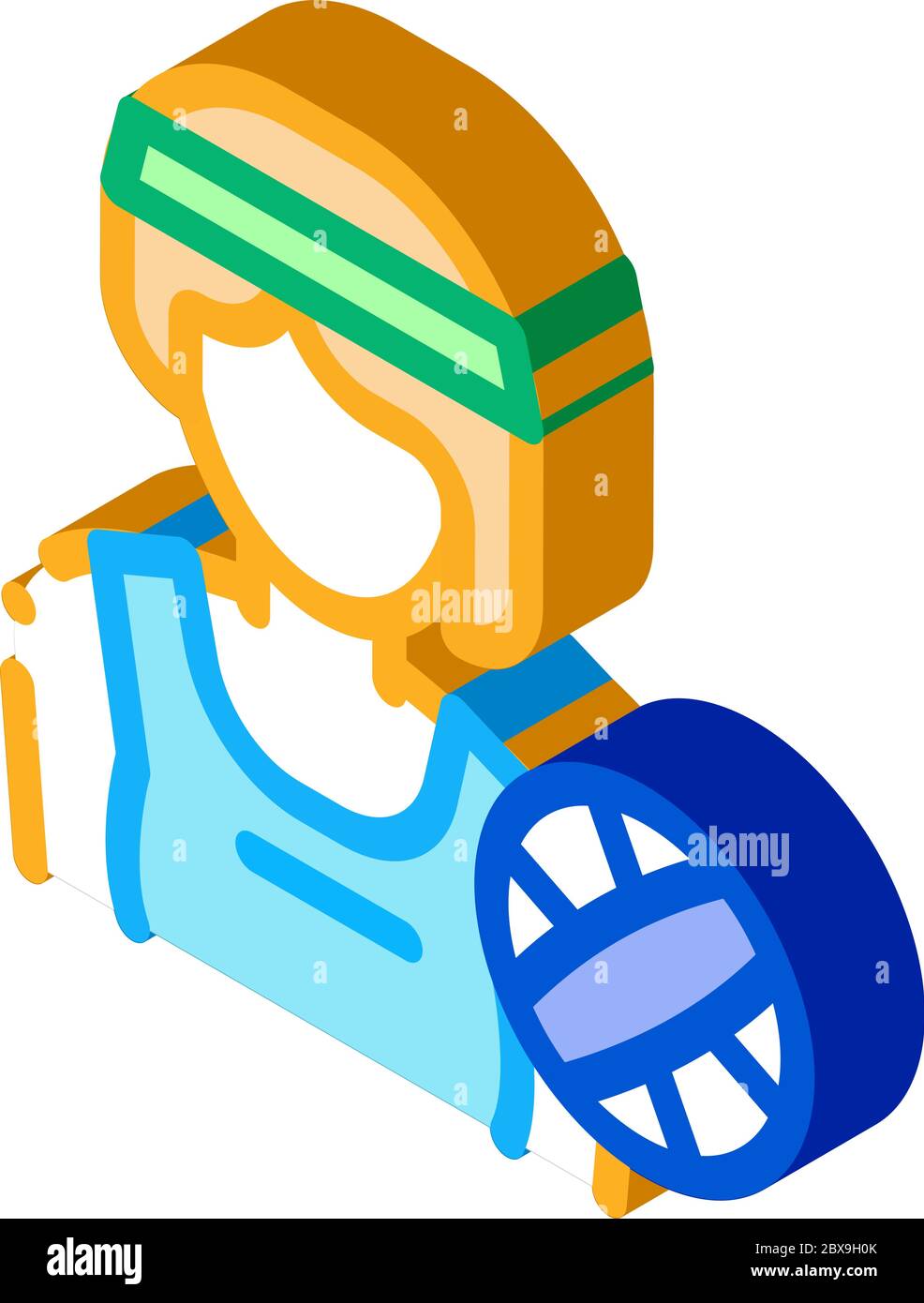 Frau Volleyball-Spieler isometrische Symbol Vektor-Illustration Stock Vektor