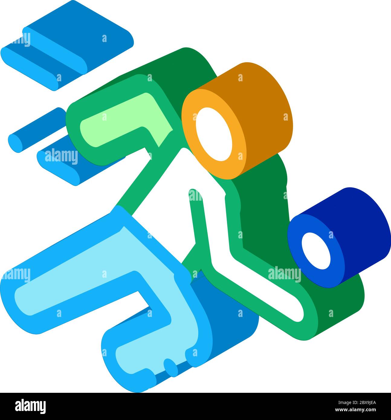 Volleyball-Spieler in Lauf isometrische Symbol Vektor-Illustration Stock Vektor