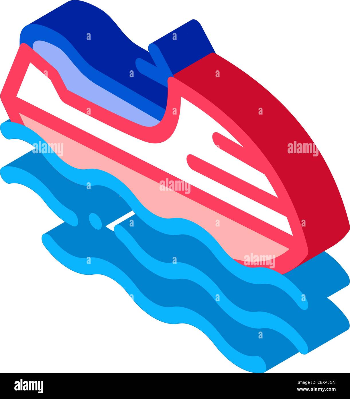 Isometrische Symbolvektordarstellung für Motorboot Stock Vektor