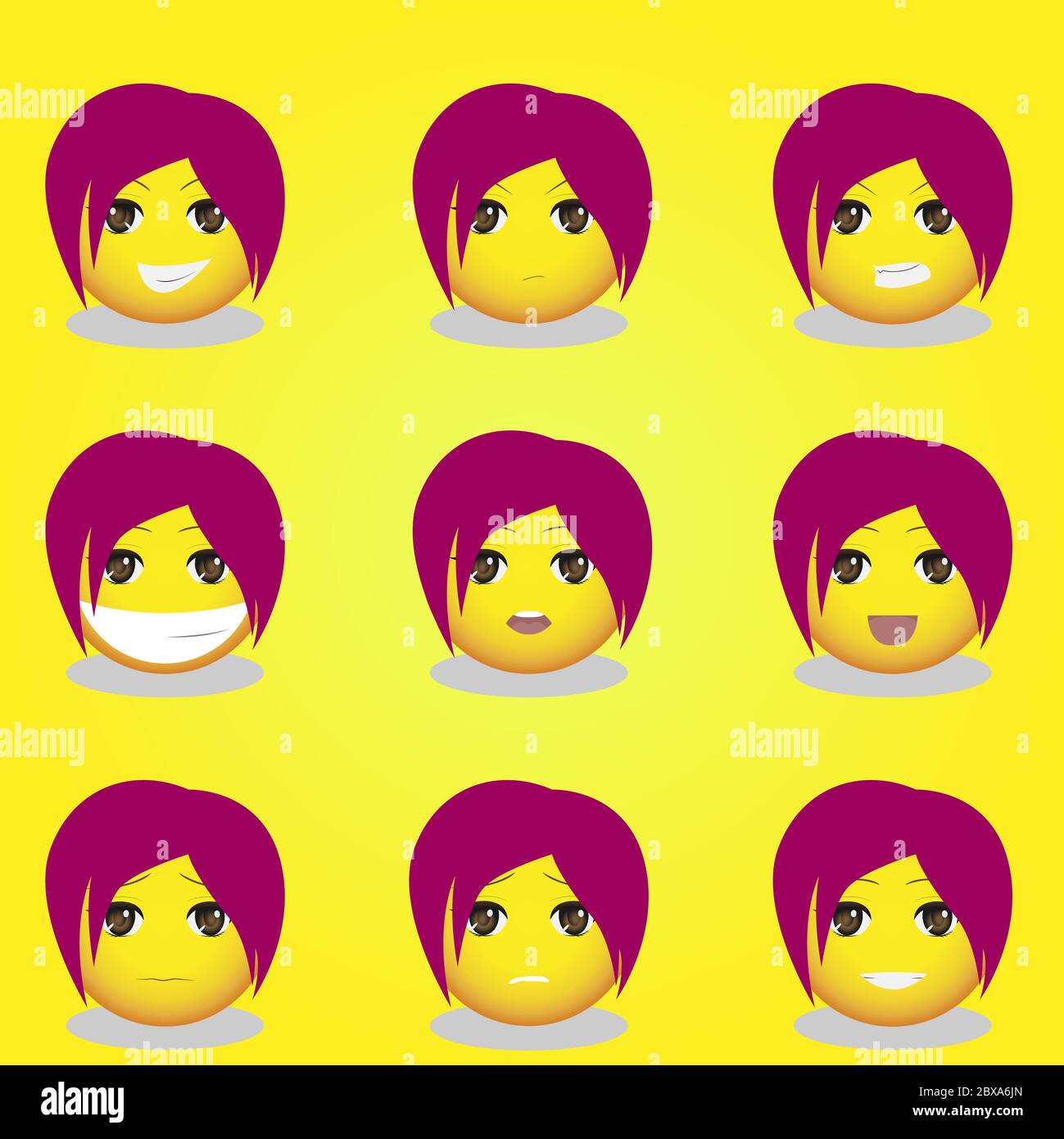 Niedlicher Mann Anime Emoticons Set-03 Stock Vektor