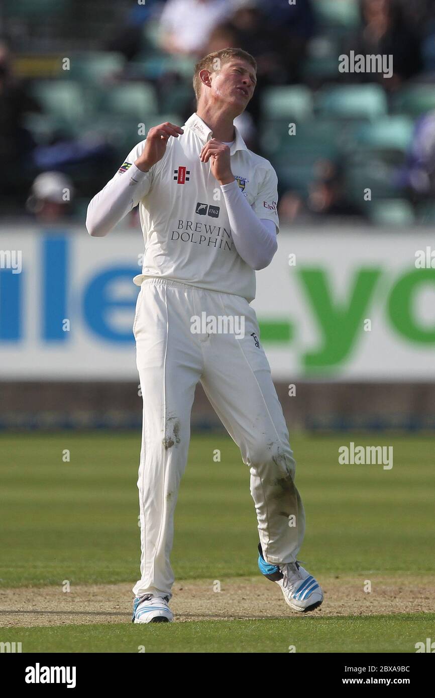 CHESTER LE STREET, ENGLAND - Keaton Jennings aus Durham während des County Championship Matches zwischen Durham und Yorkshire im Emirates Riverside, Chester le Street, County Durham am Sonntag, den 4. Mai 2014. Stockfoto