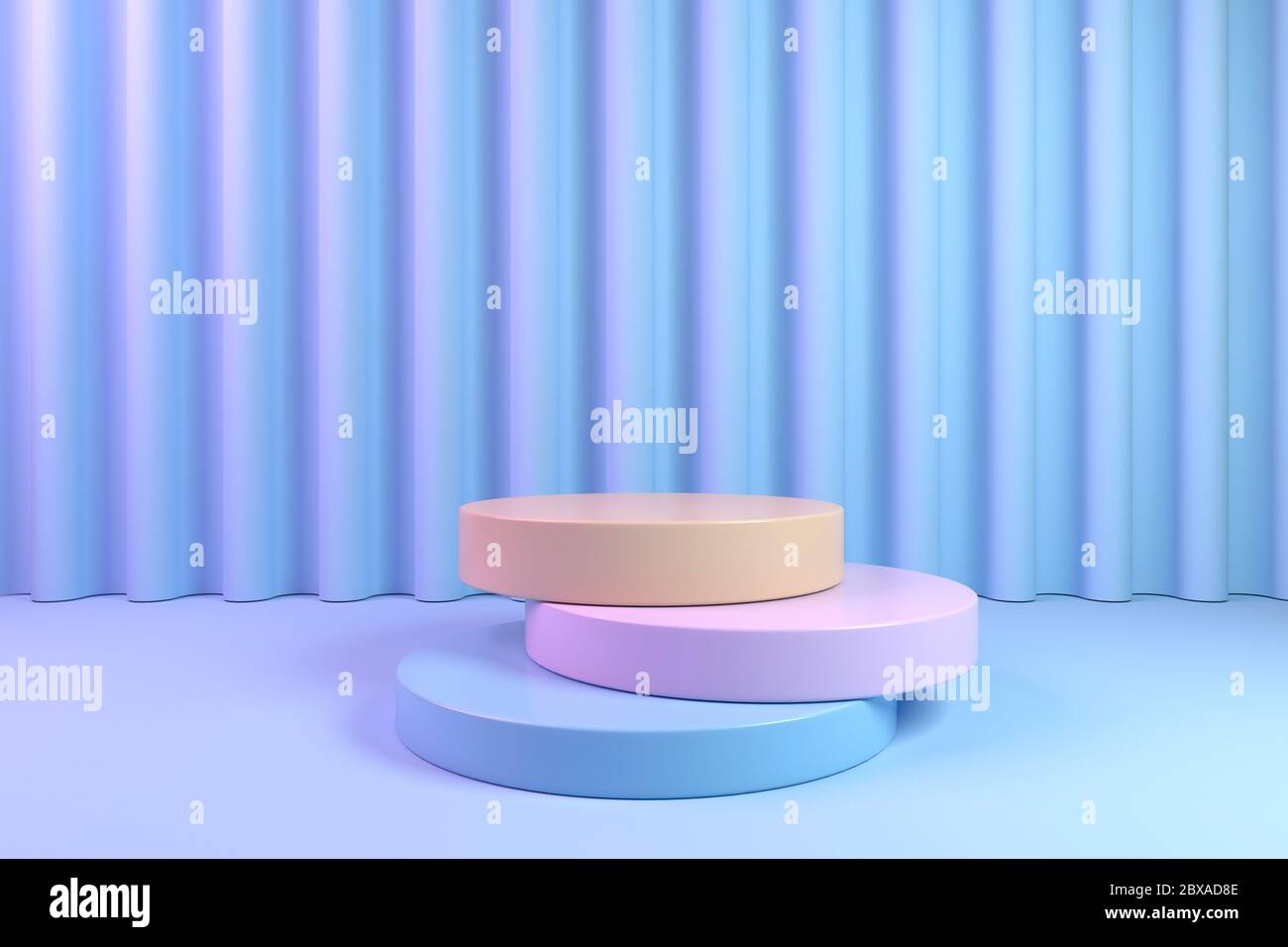 Einfache abstrakte Mockup von geometrischen Podium, minimalistische Komposition von Formen und Volumen für Display-Stand in Pastellfarben, 3d-Rendering. Stockfoto