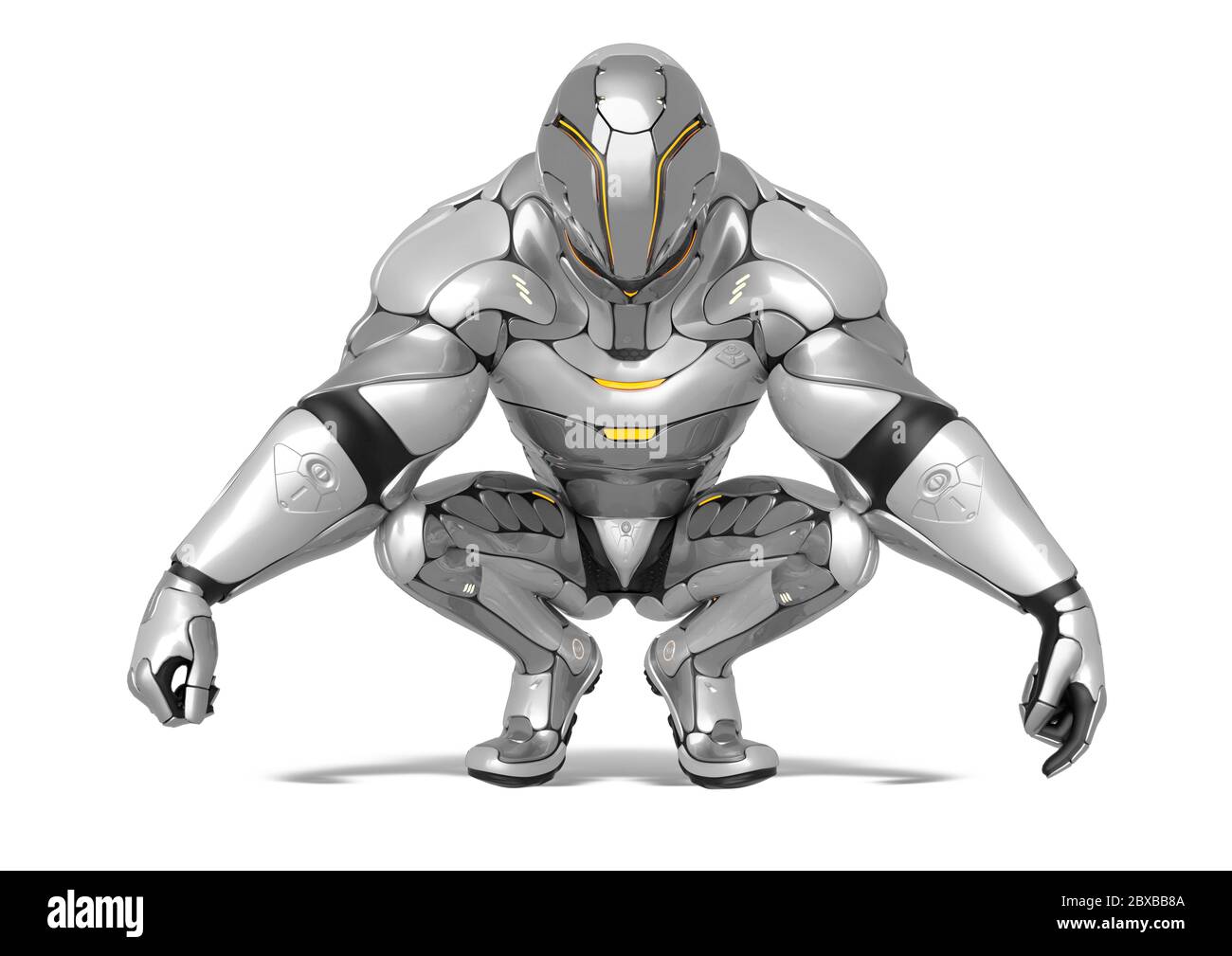 sci Fi Astronaut Cartoon Space Punch Sprung in einem weißen Hintergrund, 3d-Illustration Stockfoto