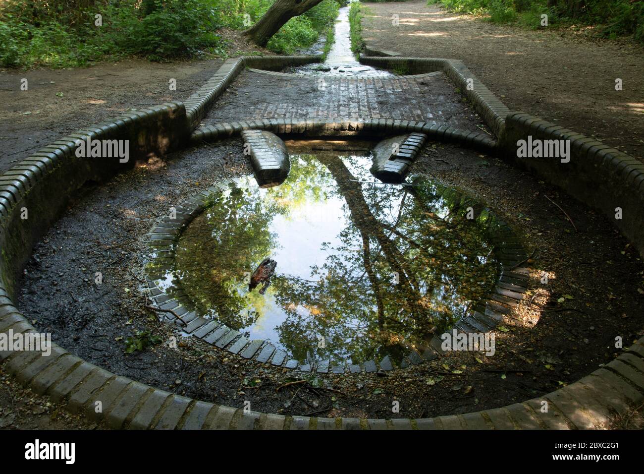 Historische Ceasars Brunnen, Quelle des Flusses Ravensbourne, in der Bromley-Gegend von Greater London Stockfoto