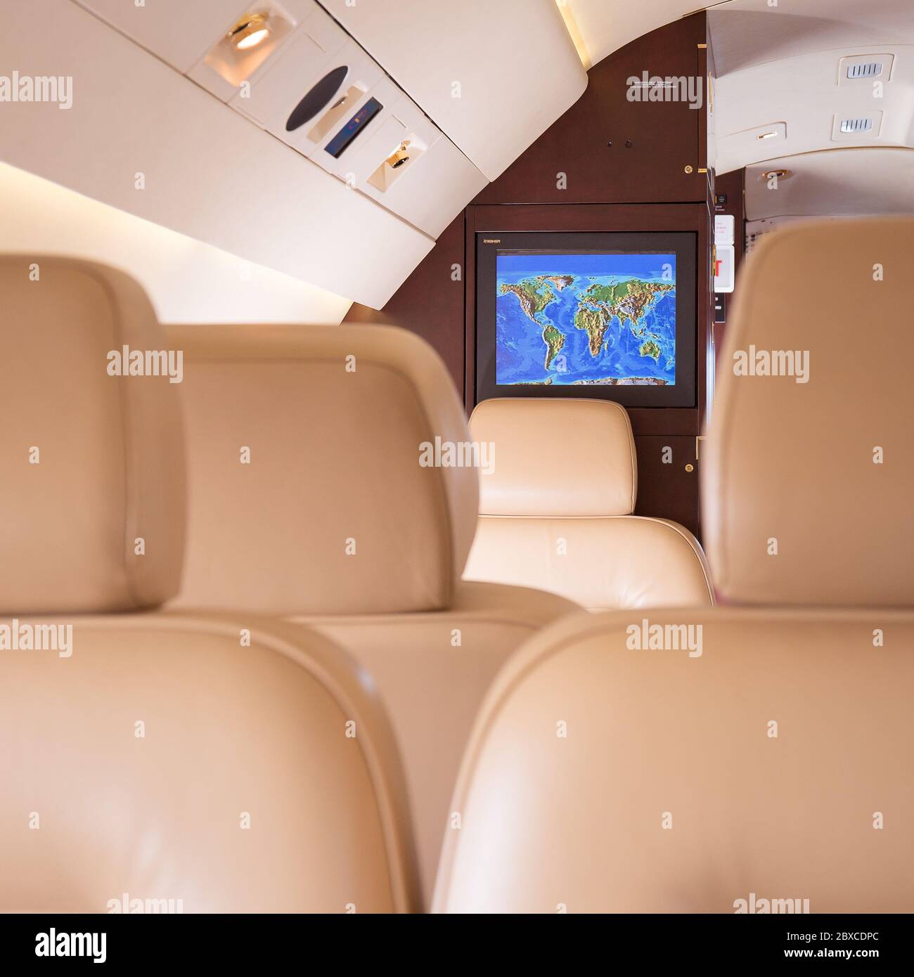 Privatjet-Innenausstattung Stockfoto