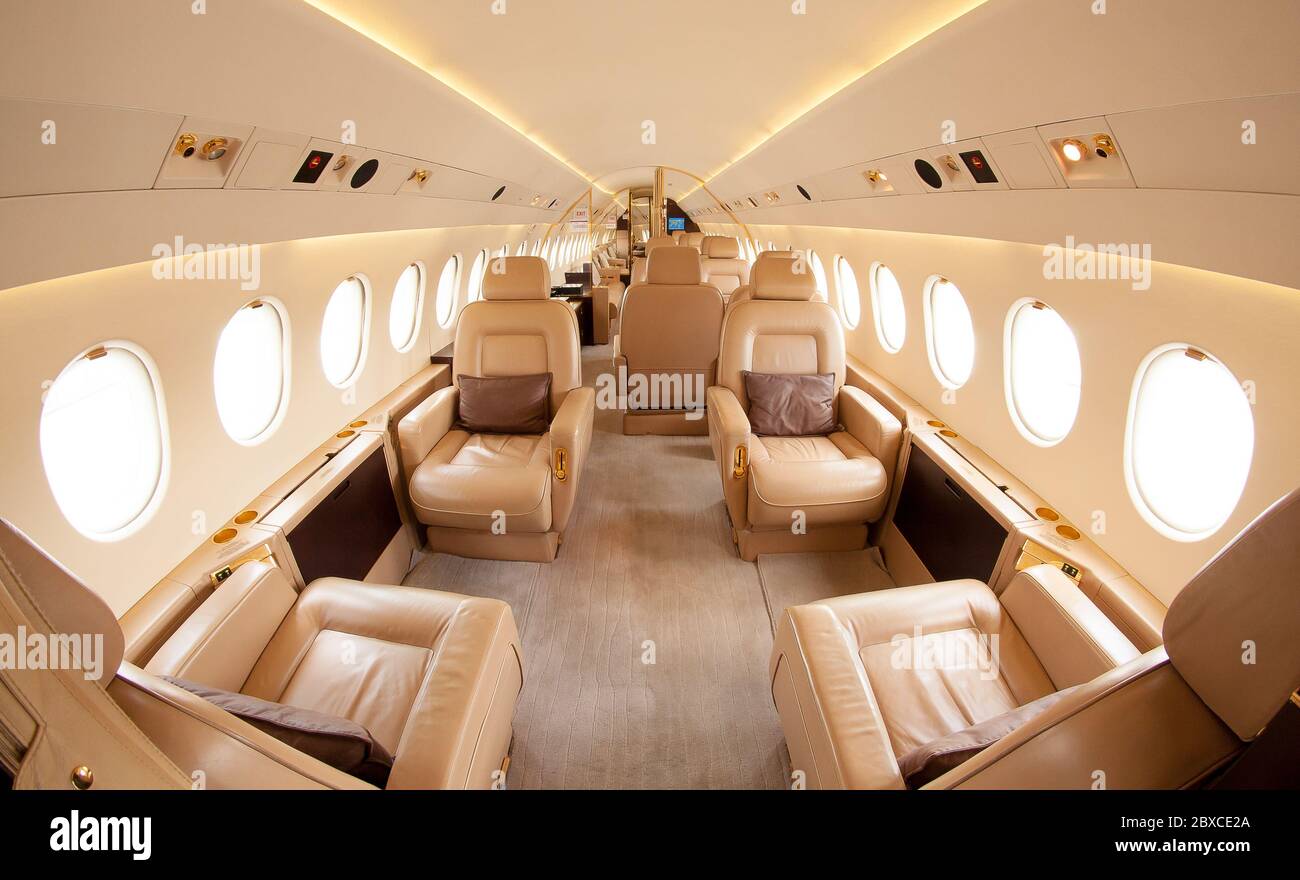 Privatjet-Innenausstattung Stockfoto