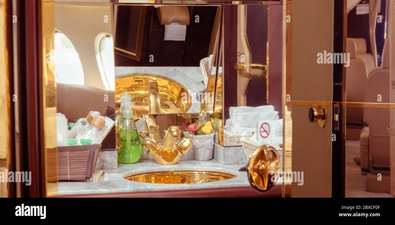 Privatjet-Innenausstattung Stockfoto