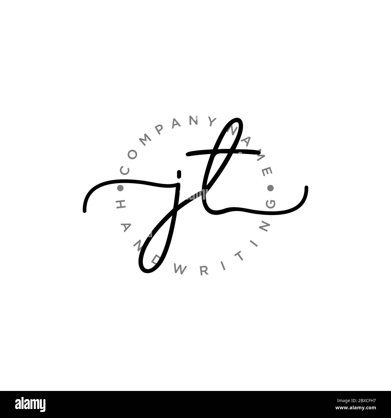 Vorlage für JT-Initial Handwriting Logo Stock Vektor