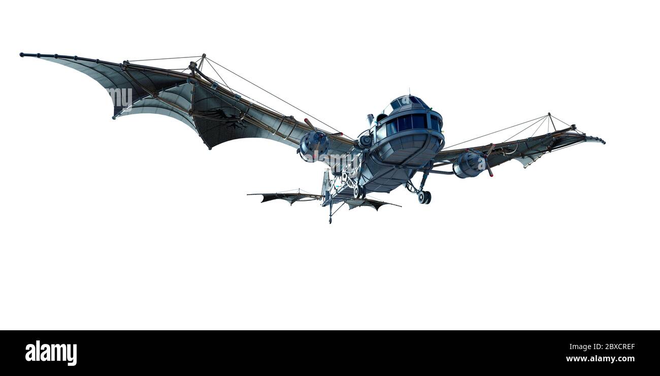 dragon Vintage Flugzeug in weißem Hintergrund. Dieses alte Flugzeug wird etwas Spaß in Ihren Kreationen setzen, 3d-Illustration Stockfoto