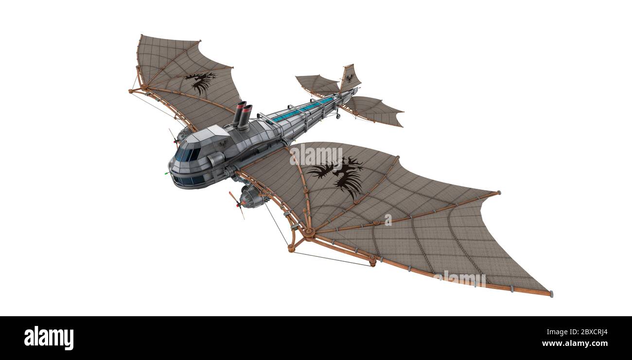 dragon Vintage Flugzeug in weißem Hintergrund. Dieses alte Flugzeug wird etwas Spaß in Ihren Kreationen setzen, 3d-Illustration Stockfoto