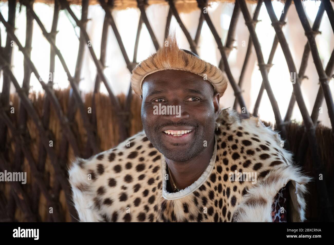 Das Kulturelle Erlebnis Im Zulu Village Stockfoto