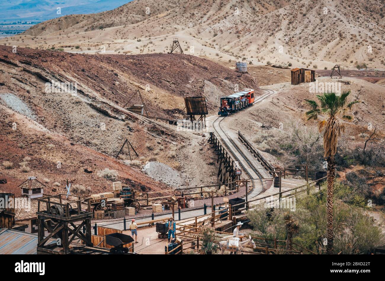 Bahnstrecke in der Geisterstadt Calico in Kalifornien Stockfoto