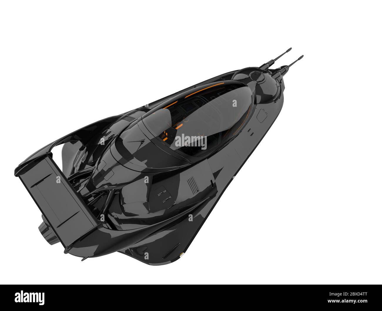 Alien Pocket Flugzeug Raumschiff Erkundung rund in einem weißen Hintergrund, 3d-Illustration Stockfoto