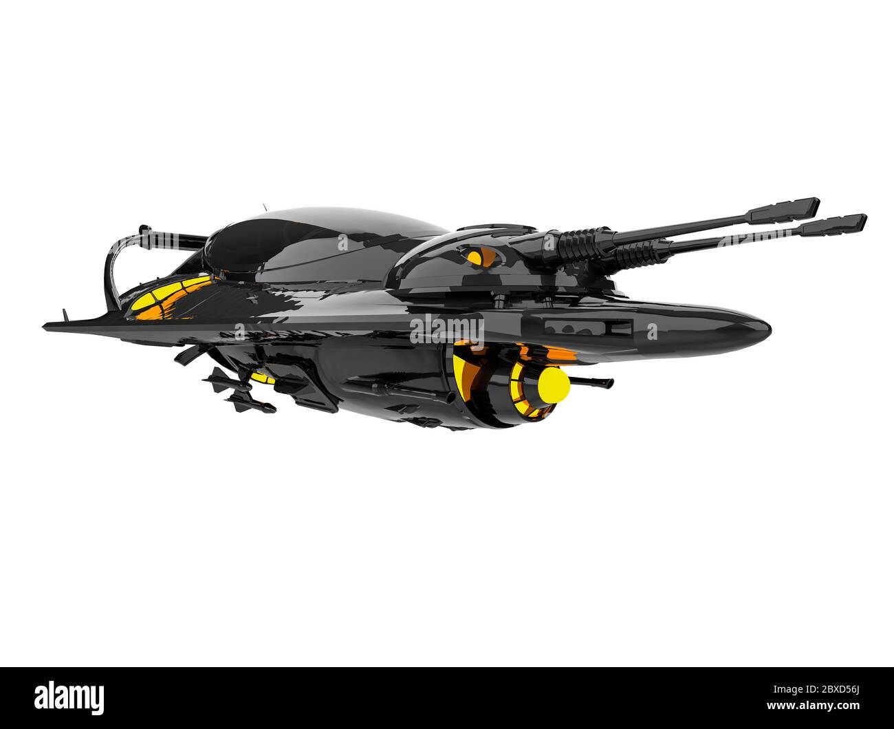 Alien Pocket Flugzeug Raumschiff Erkundung rund in einem weißen Hintergrund, 3d-Illustration Stockfoto