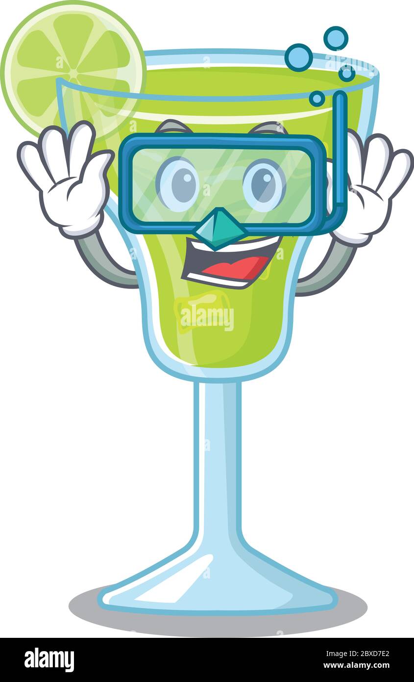 margarita Cocktail Maskottchen Design schwimmt mit Taucherbrille Stock Vektor
