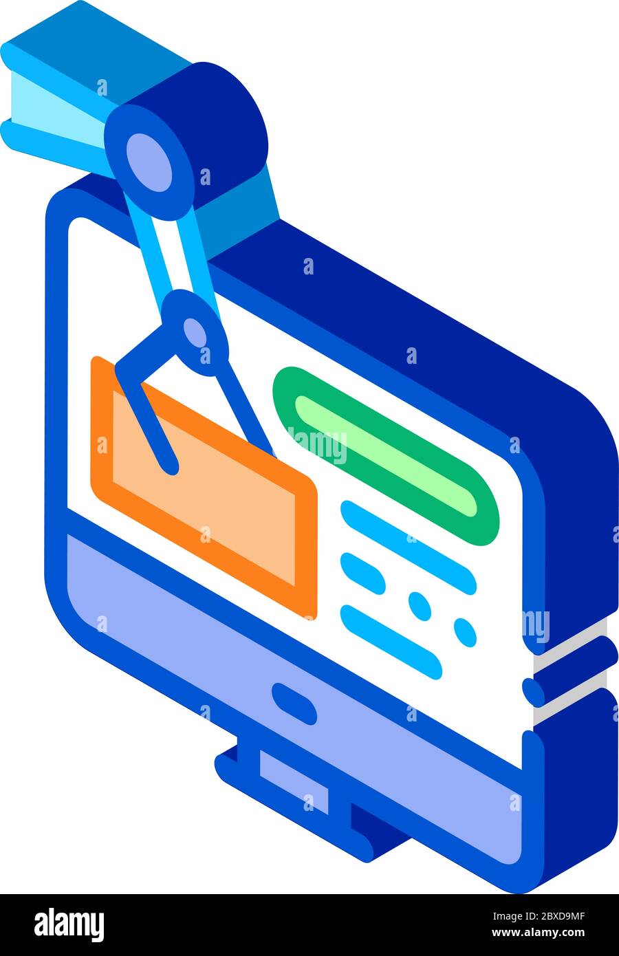 Informationsabruf isometrische Symbolvektordarstellung Stock Vektor