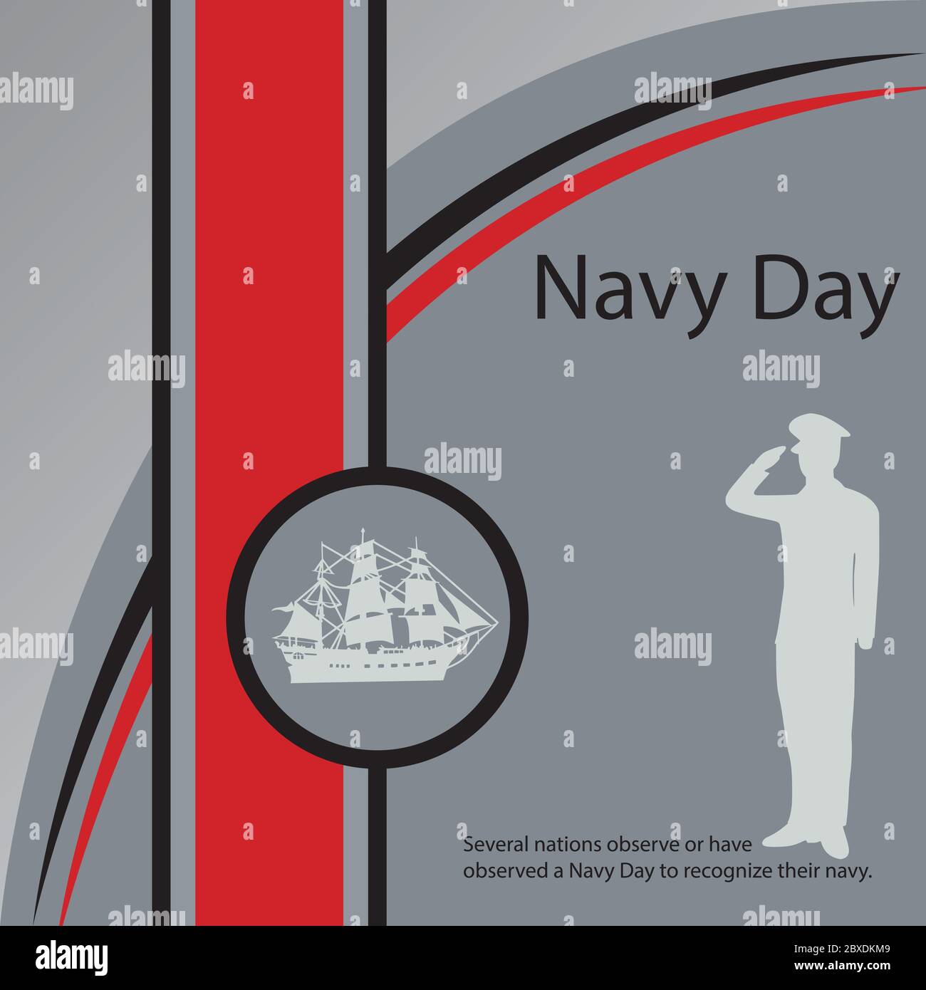 Mehrere Nationen beobachten oder haben einen Navy Day beobachtet, um ihre Marine zu erkennen. Stock Vektor