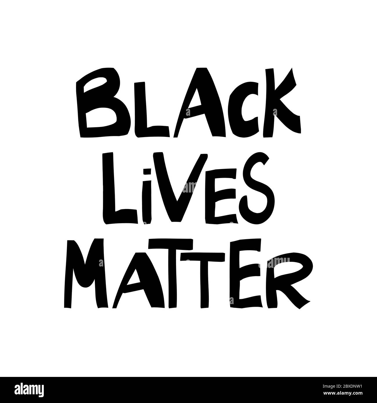 Schwarze Leben sind wichtig. Zitat über Menschenrechte. Schriftzug im modernen skandinavischen Stil. Isoliert auf weißem Hintergrund. Vektorgrafik. Stock Vektor