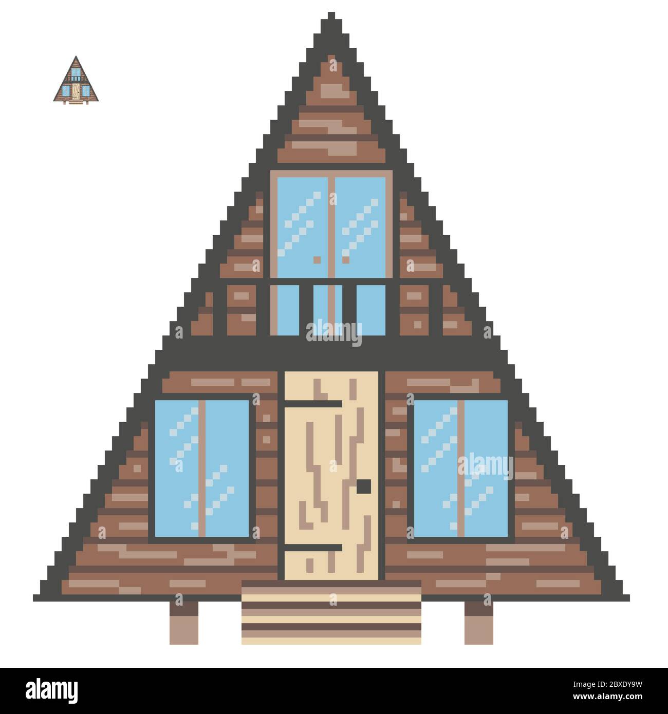 8 Bit, Arcade-Stil, Pixel House. Retro-Design für Spiele. Stock Vektor