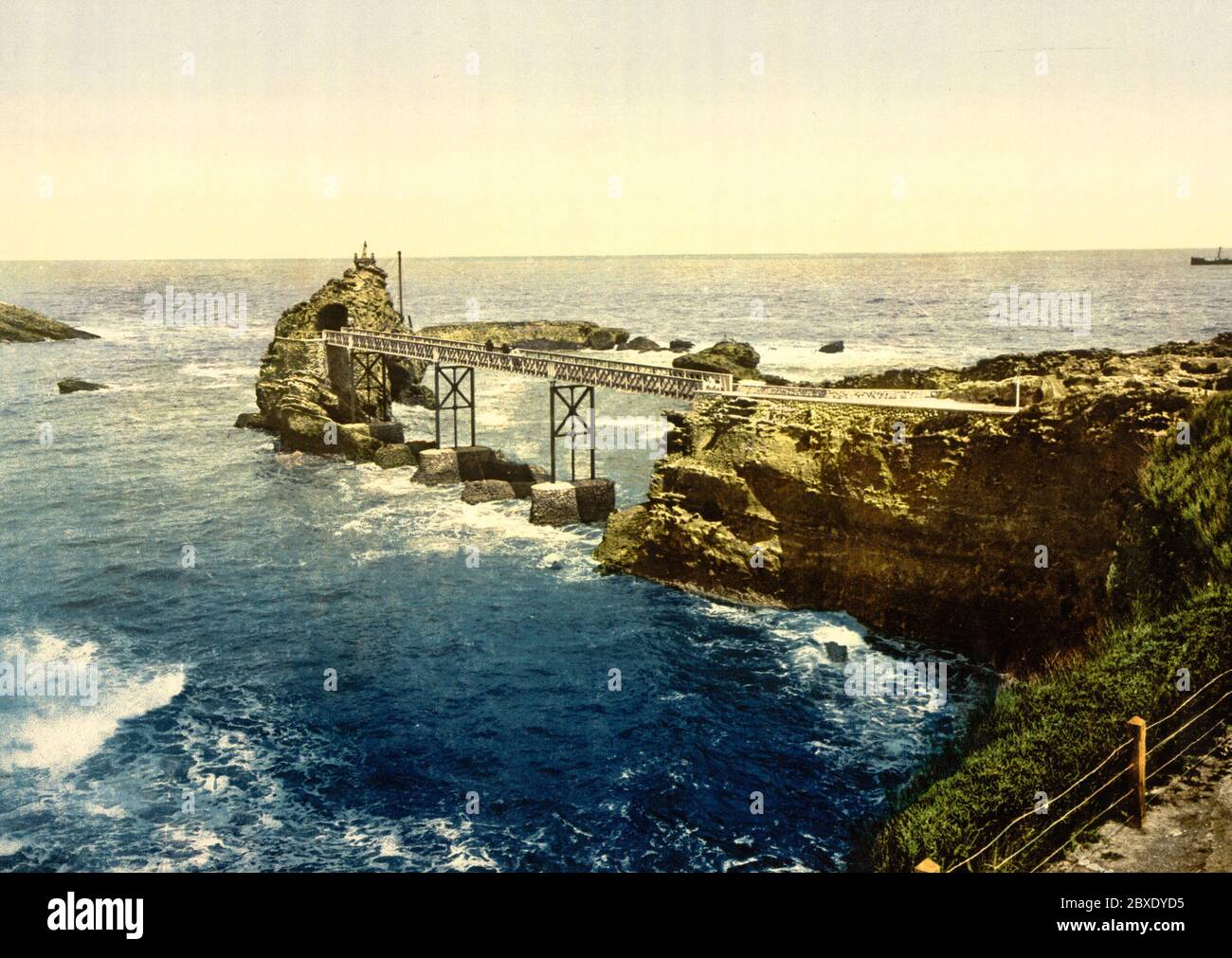 Der Virgin's Rock, Biarritz, Pyrenäen, Frankreich, um 1900 Stockfoto