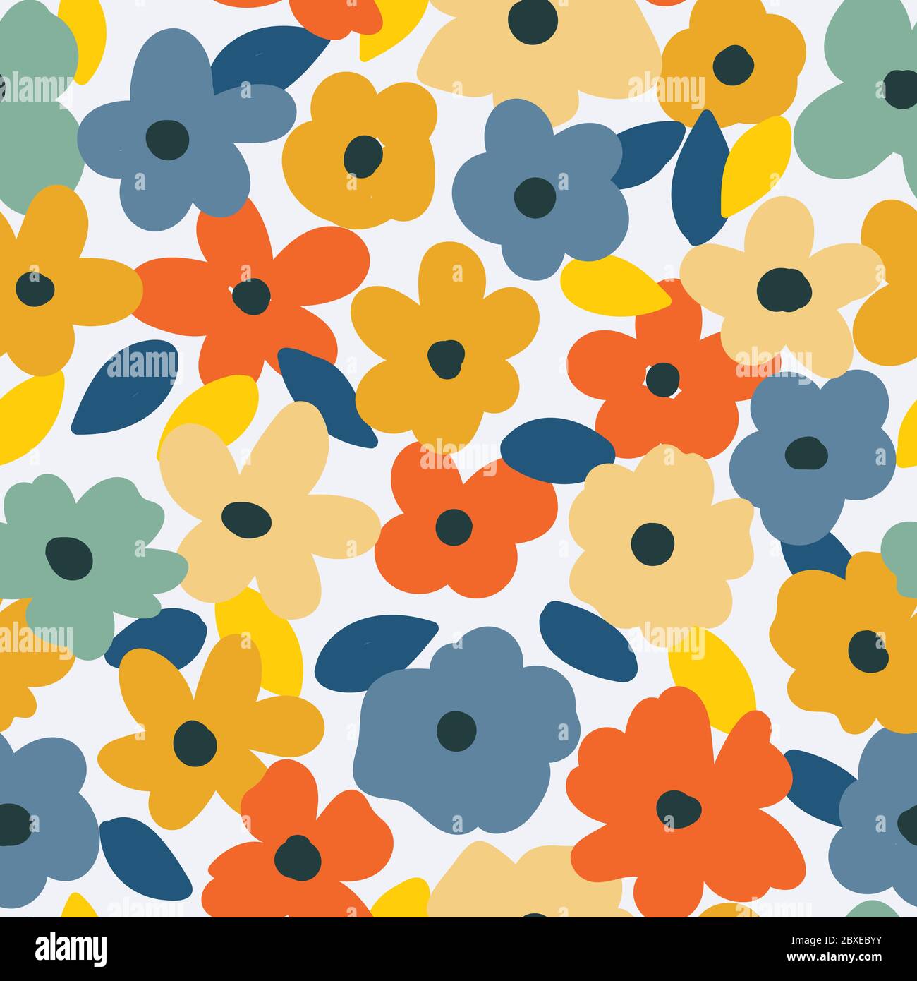 Nahtloses Muster mit einfachen Wildblumen, perfektes Design für Stoff, Papier, Design. Stock Vektor