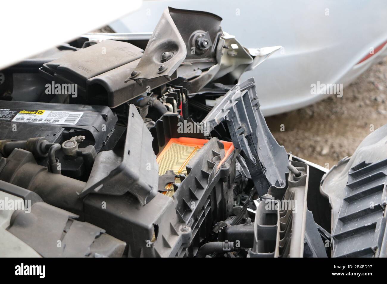 Zerstörte Auto-Motor Nahaufnahme, Tennessee Stockfoto