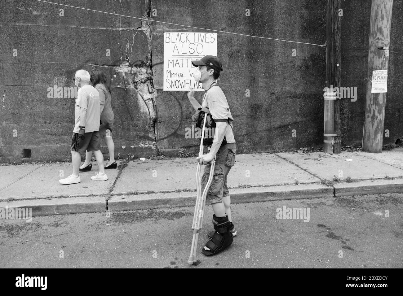 Hoboken, New Jersey / USA - 5. Juni 2020: Schwarze Leben sind wichtig friedliche Proteste in Hoboken, New Jersey, um sich gegen Anti-Rassismus, Polizeibrutalität und f zu engagieren Stockfoto