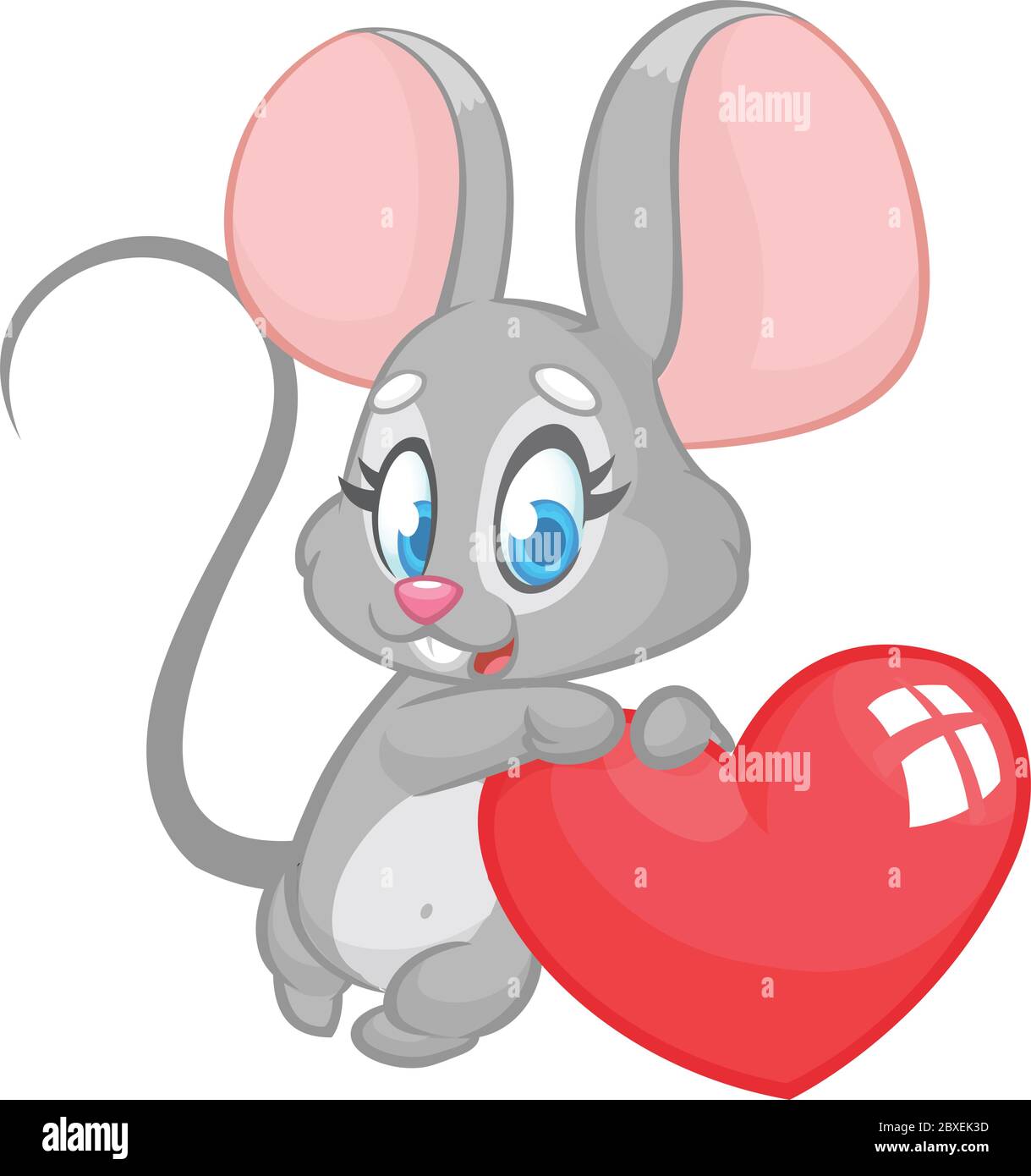 Cartoon niedliche Maus mit einem Liebe Herz. Vektorgrafik zum Valentinstag. Isoliert Stock Vektor