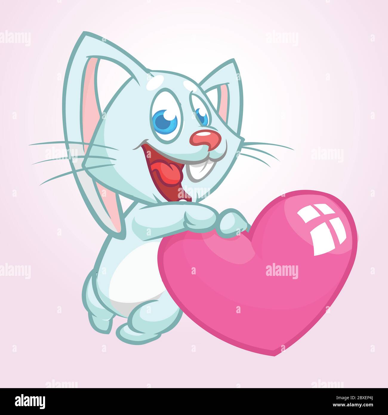 Cartoon niedlichen Hasen Kaninchen mit einem Liebe Herz. Vektorgrafik zum Valentinstag. Isoliert Stock Vektor