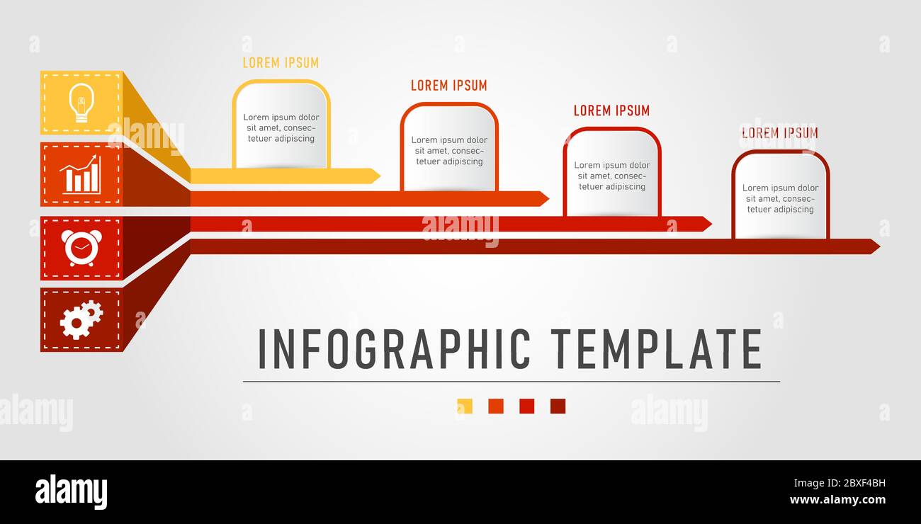 Bunte Business Infografik Vorlage mit Symbol für Präsentation, Workflow, Prozess. Stock Vektor