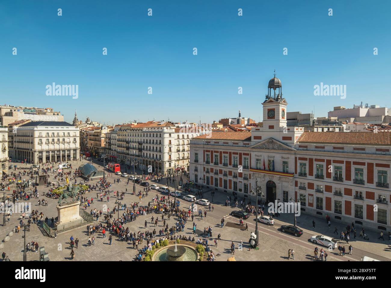 Madrid Spanien, Luftbild Skyline der Stadt an der Puerta del Sol Stockfoto