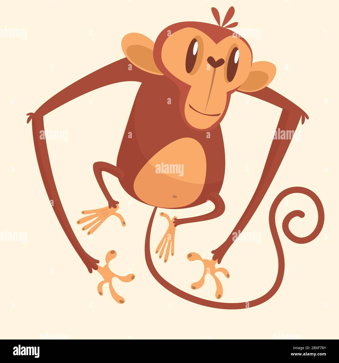Niedlichen Cartoon Affen Schimpansen Charakter. Wildwald Tiersammlung. Babyschulung. Isoliert auf weißem Hintergrund. Flaches Design. Vektorgrafik Stock Vektor