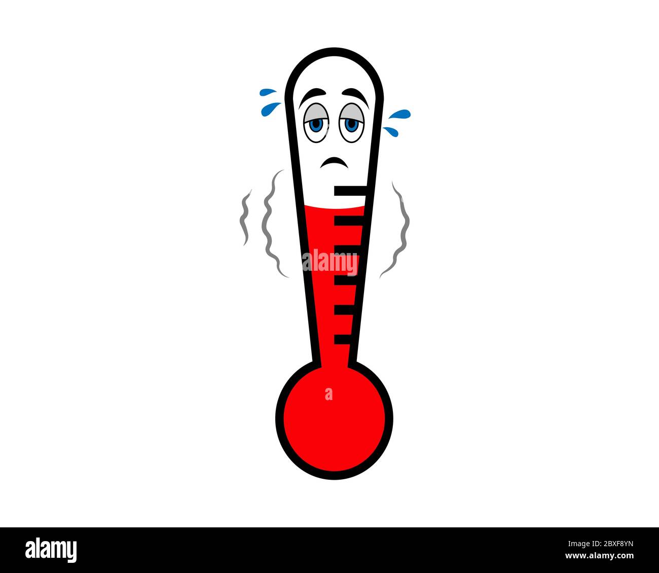 Medizinisches Thermometer mit hoher Temperatur und Fieber. Stock Vektor