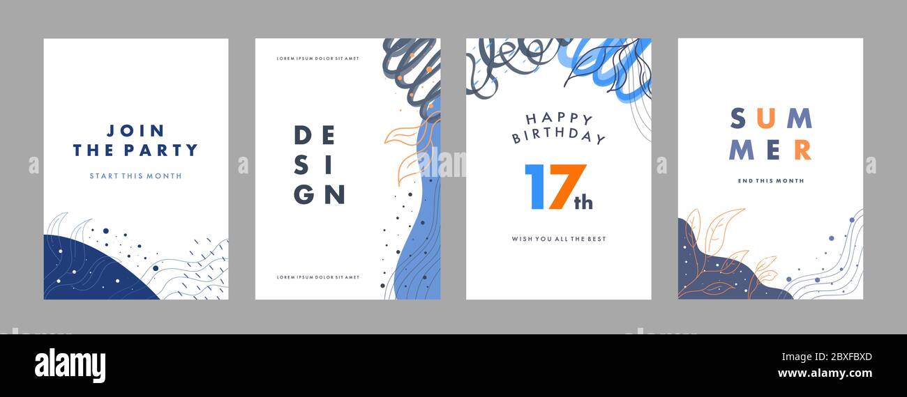 Satz von abstrakten kreativen künstlerischen Vorlagen. Universelle Cover Designs für Geschäftsbericht, Broschüren, Flyer, Präsentationen, Broschüren, Magazine. Stock Vektor