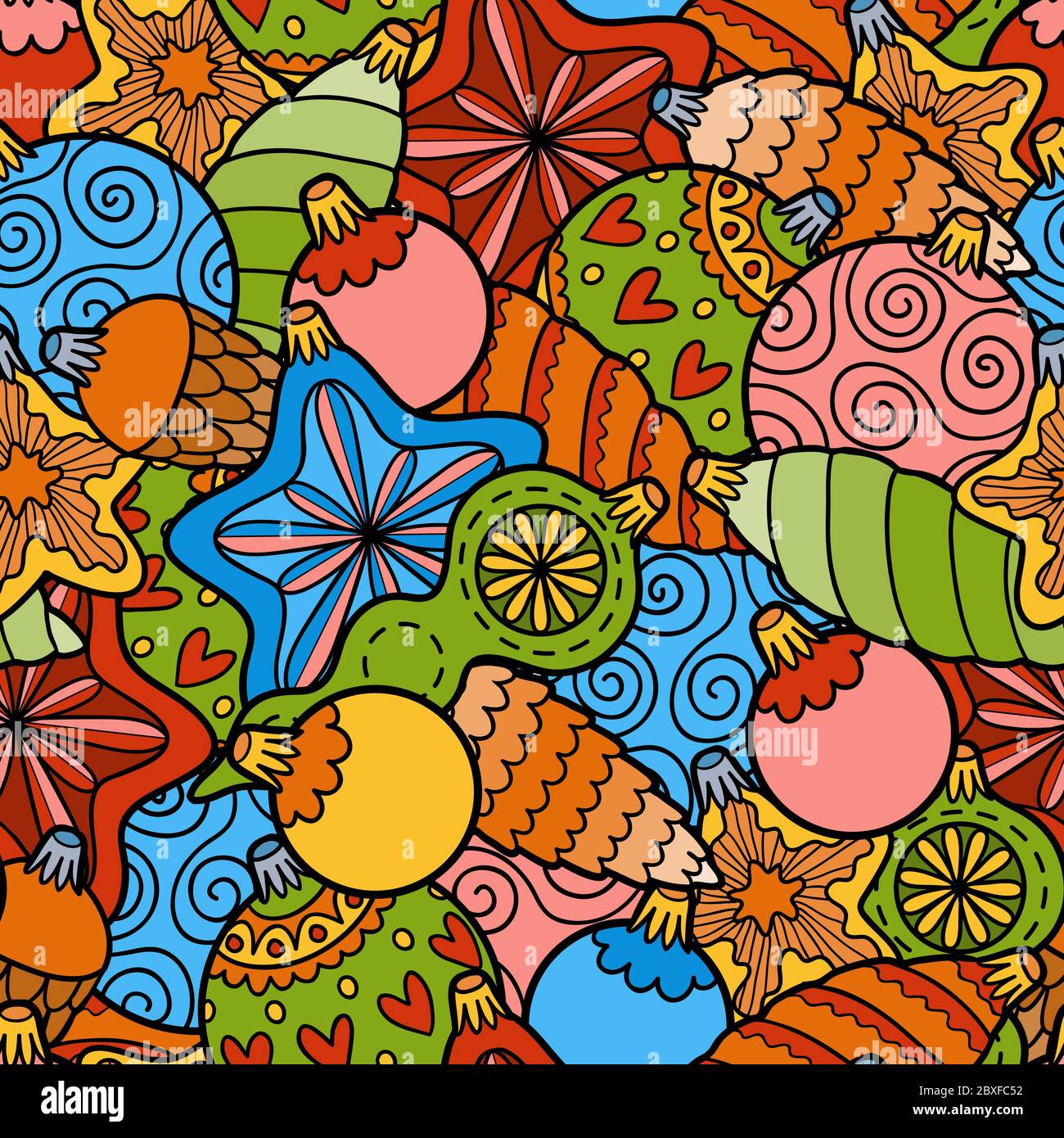 Vektor Farbe nahtlose Muster, Satz von Weihnachtsbaum Spielzeug Stock Vektor