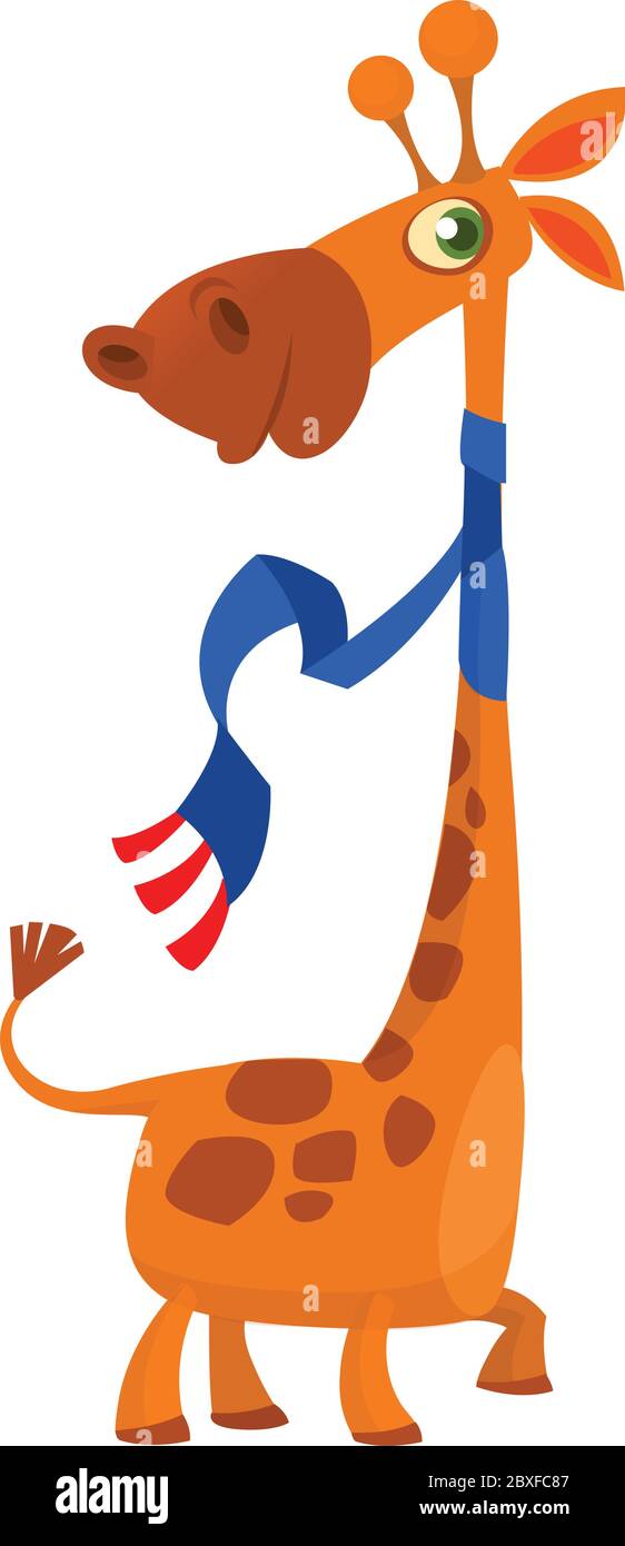 Nette Cartoon Giraffe Charakter. Kollektion wilder Tiere. Babyschulung. Isolierte Vektordarstellung Stock Vektor