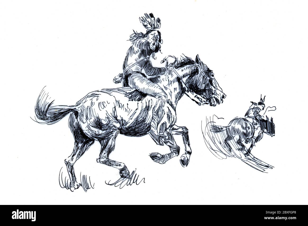 Reitpferd/Pferd Kunstwerk von unbekannten Künstler aus den 1950er Jahren. Stockfoto