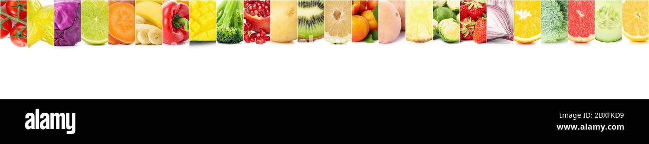 Collage aus verschiedenen Gemüse und Obst. Platz für Text Stockfoto