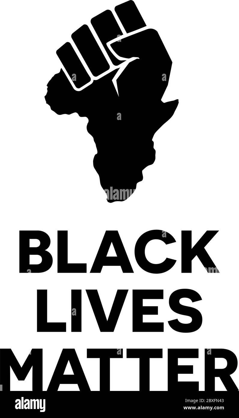 Geballte Faust mit Afrika-Kontinent-Symbol. Poster „Black Lives Matter“ Stock Vektor