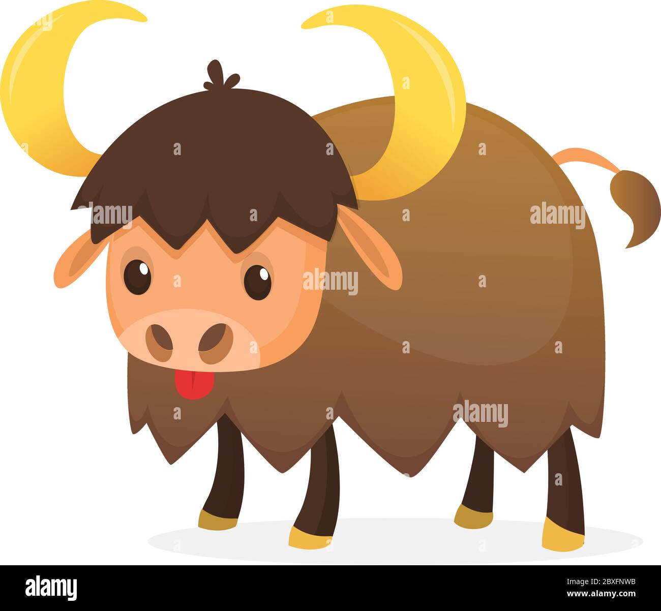 American Bison Cartoon Charakter. Großer Bison-männlicher flacher Vektor isoliert auf weiß. Fauna in Nordamerika. Büffelsymbol. Tierillustration für Zoo ad, n Stock Vektor