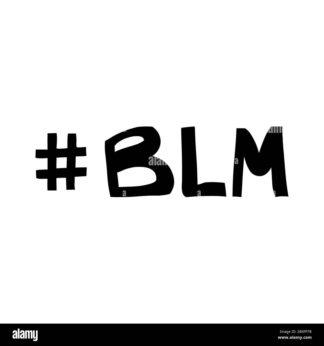 BLM. Schwarze Leben sind wichtig. Zitat über Menschenrechte. Schriftzug im modernen skandinavischen Stil. Isoliert auf weißem Hintergrund. Vektorgrafik. Stock Vektor