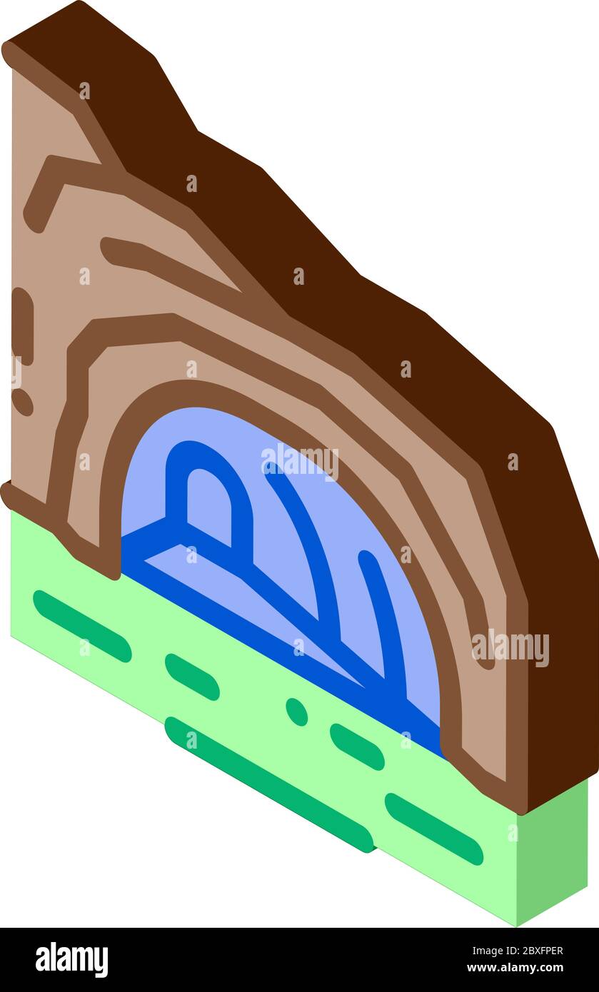 Berg Höhle Schlucht isometrische Symbol Vektor-Illustration Stock Vektor