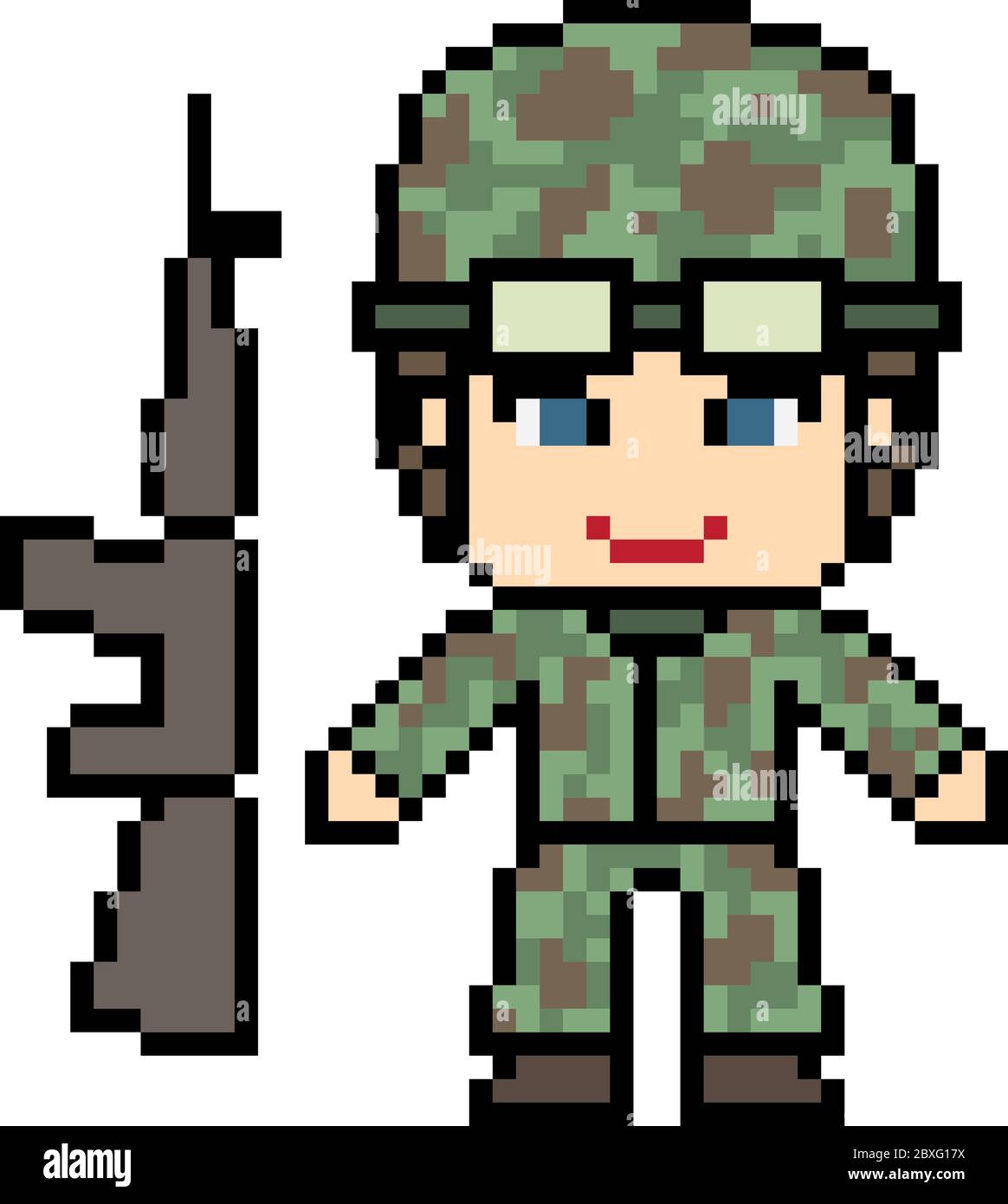 vektor Pixel Kunst Cartoon Soldat isoliert Stock Vektor