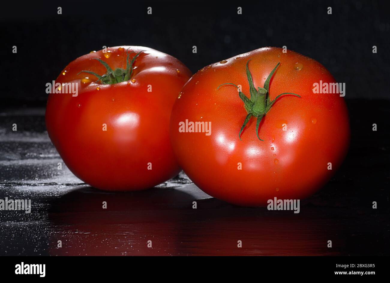 Nahaufnahme von frischen reifen und fleischigen Tomaten Stockfoto