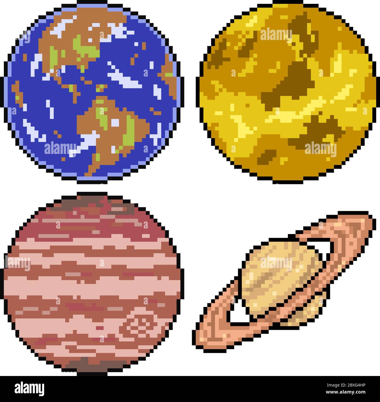 vektor Pixel Art Set Planet isoliert Stock Vektor