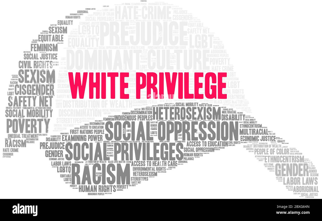 Weiße Privilege-Wortwolke auf weißem Hintergrund. Stock Vektor