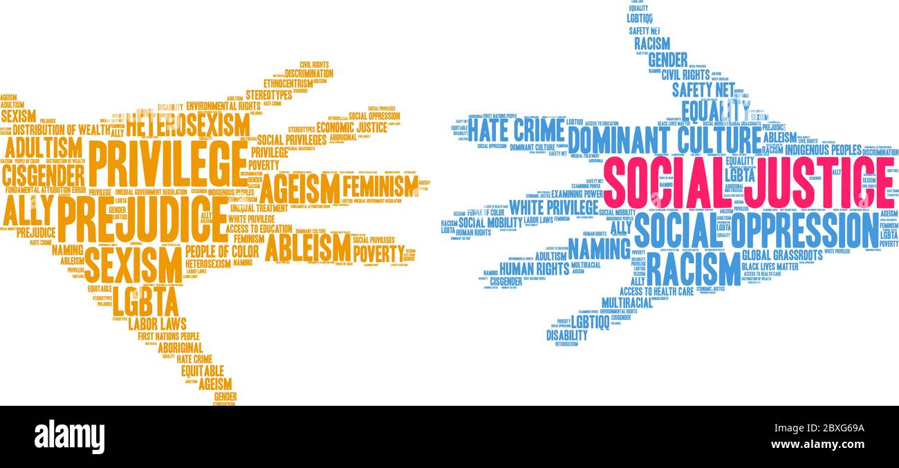Social Justice Wortwolke auf weißem Hintergrund. Stock Vektor