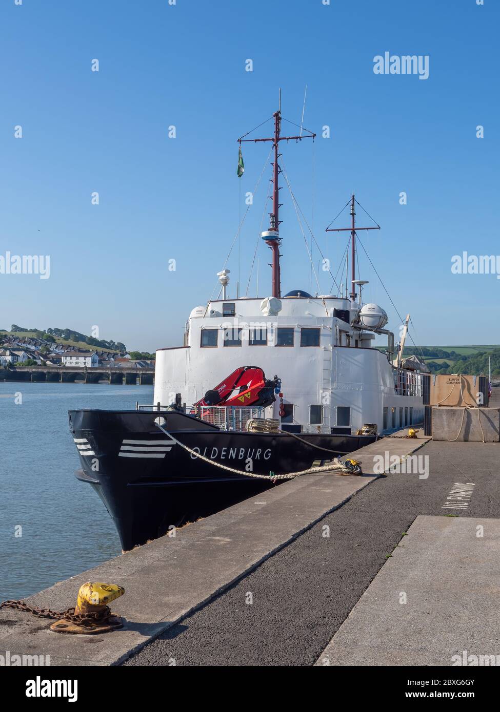 BIDEFORD, DEVON, UK - MAI 27 2020: MS Oldenburg liegt in Bideford und ist bereit, nach Lundy Island zu reisen. Stockfoto