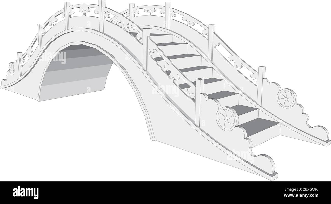 Chinesische Brücke, architektonische Dekoration, Architekturstil, chinesischer Stil Stock Vektor